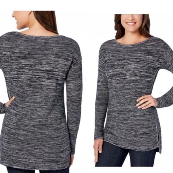 Ellen Tracy Marled Light Knit Sweater Size XL Black/Ivory Color - Picture 1 of 8